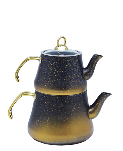 OMS Granite Double Teapot Large - Black & Gold