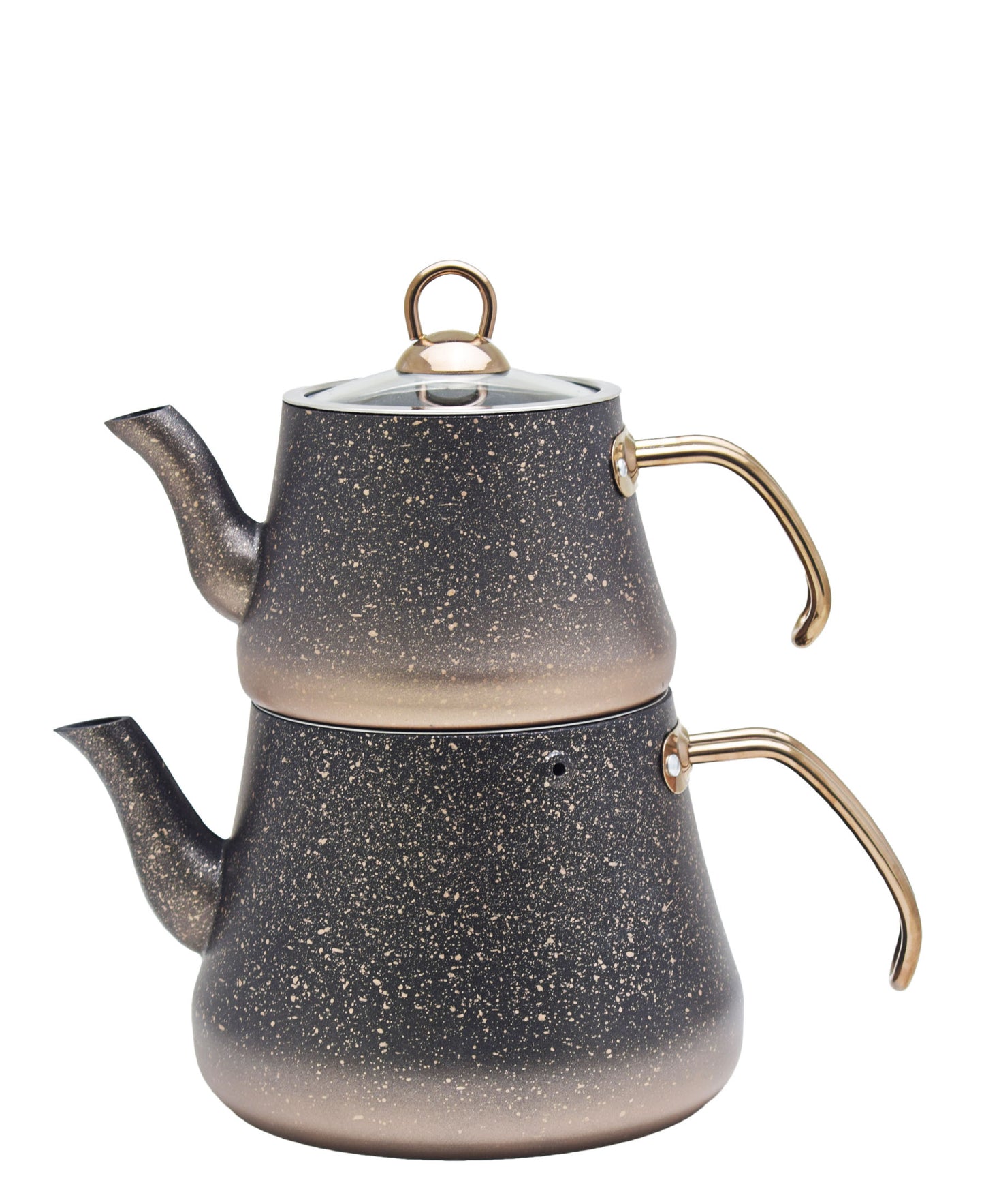 OMS Granite Double Teapot Large - Black & Copper