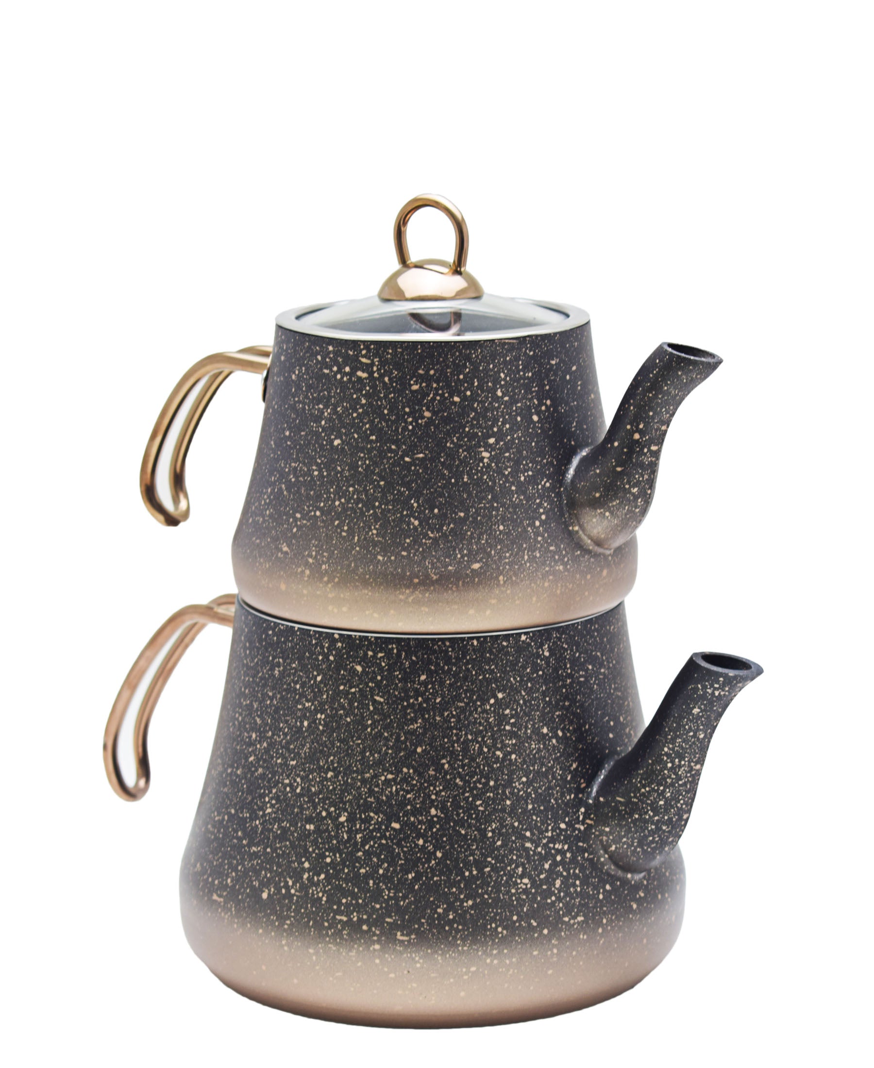 OMS Granite Double Teapot Large - Black & Copper