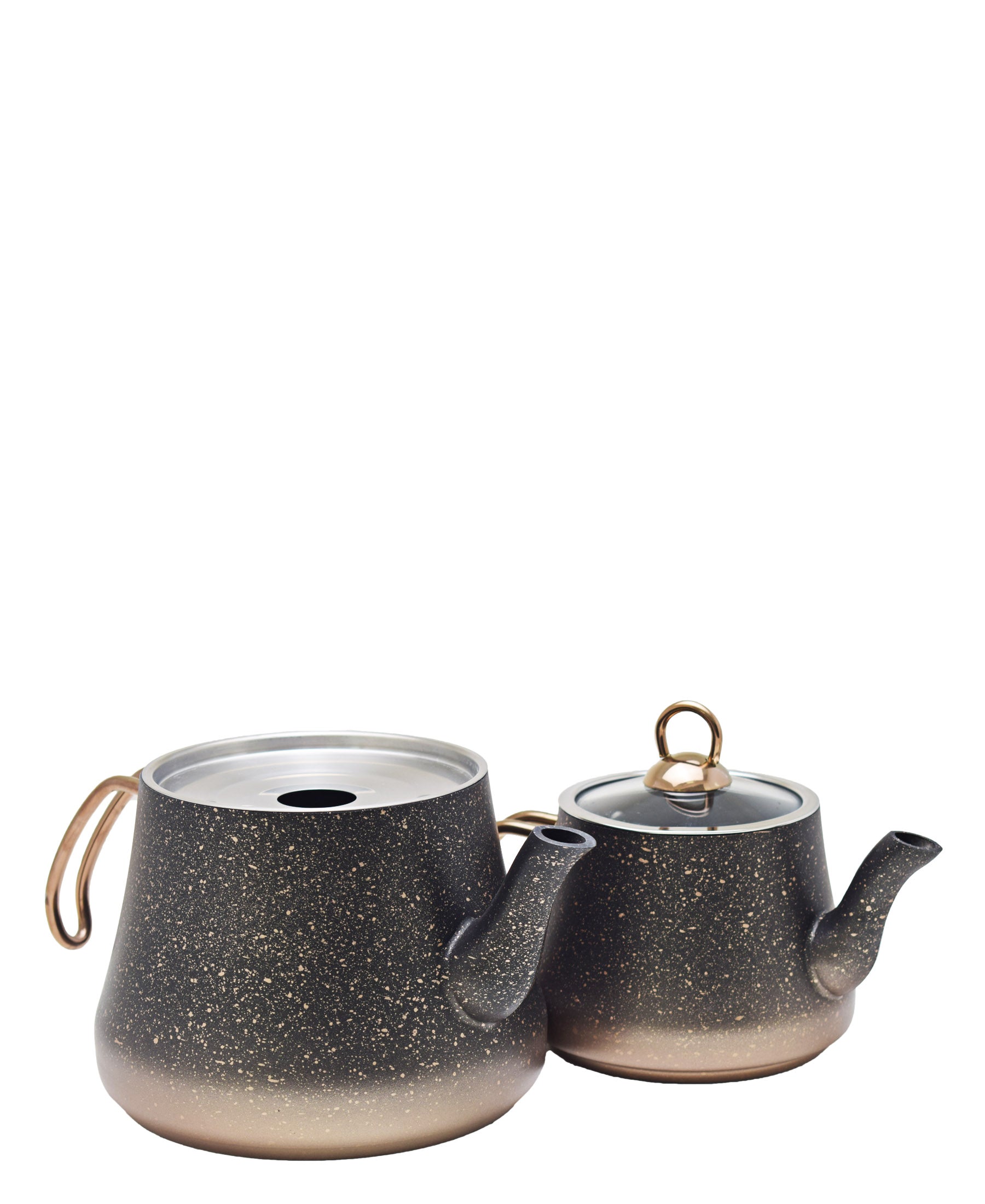 OMS Granite Double Teapot Large - Black & Copper