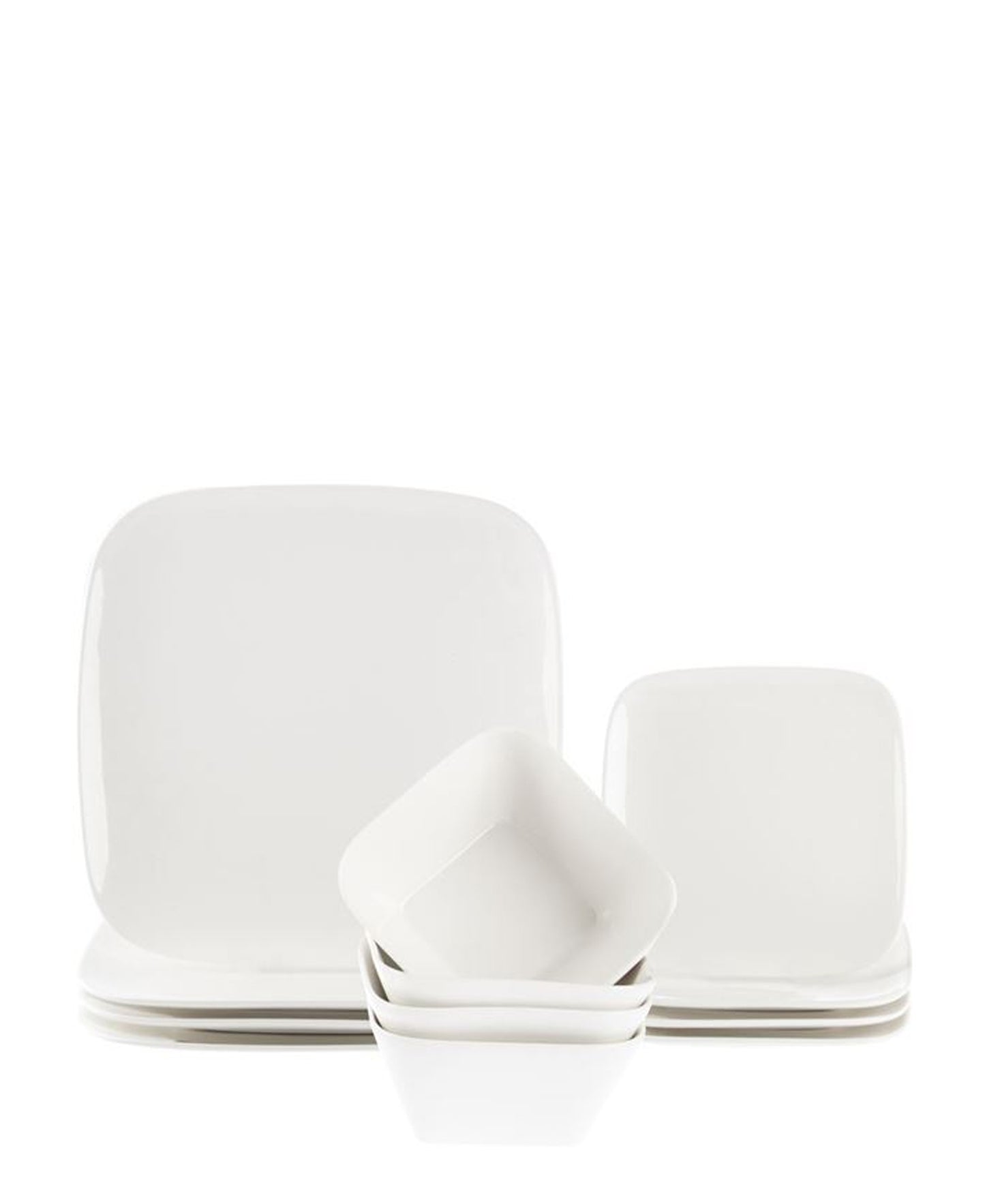 Monaco Retro Square  12 Piece Porcelain Dinner Set - White