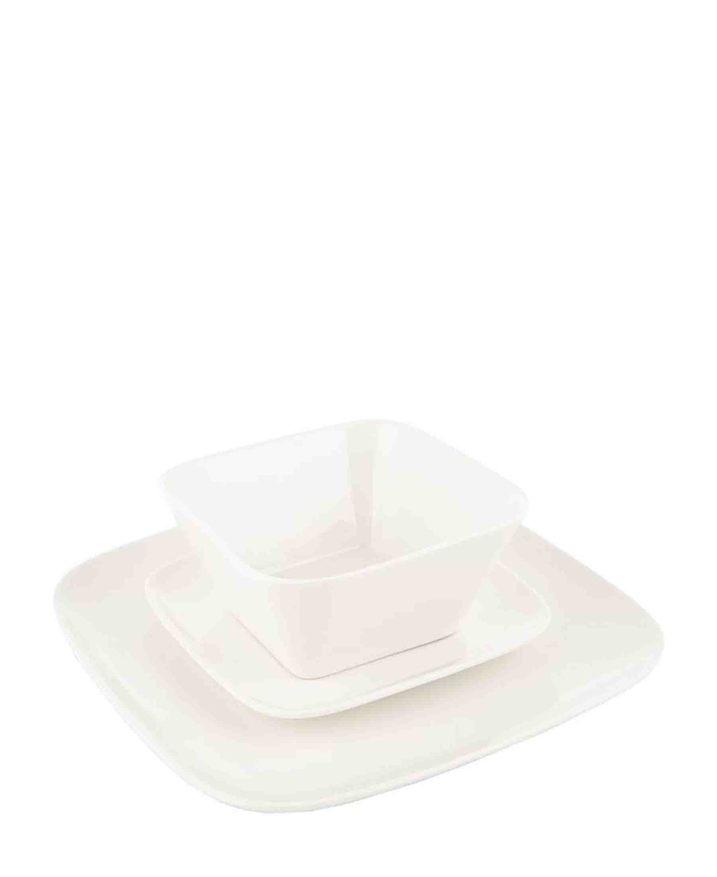 Monaco Retro Square  12 Piece Porcelain Dinner Set - White