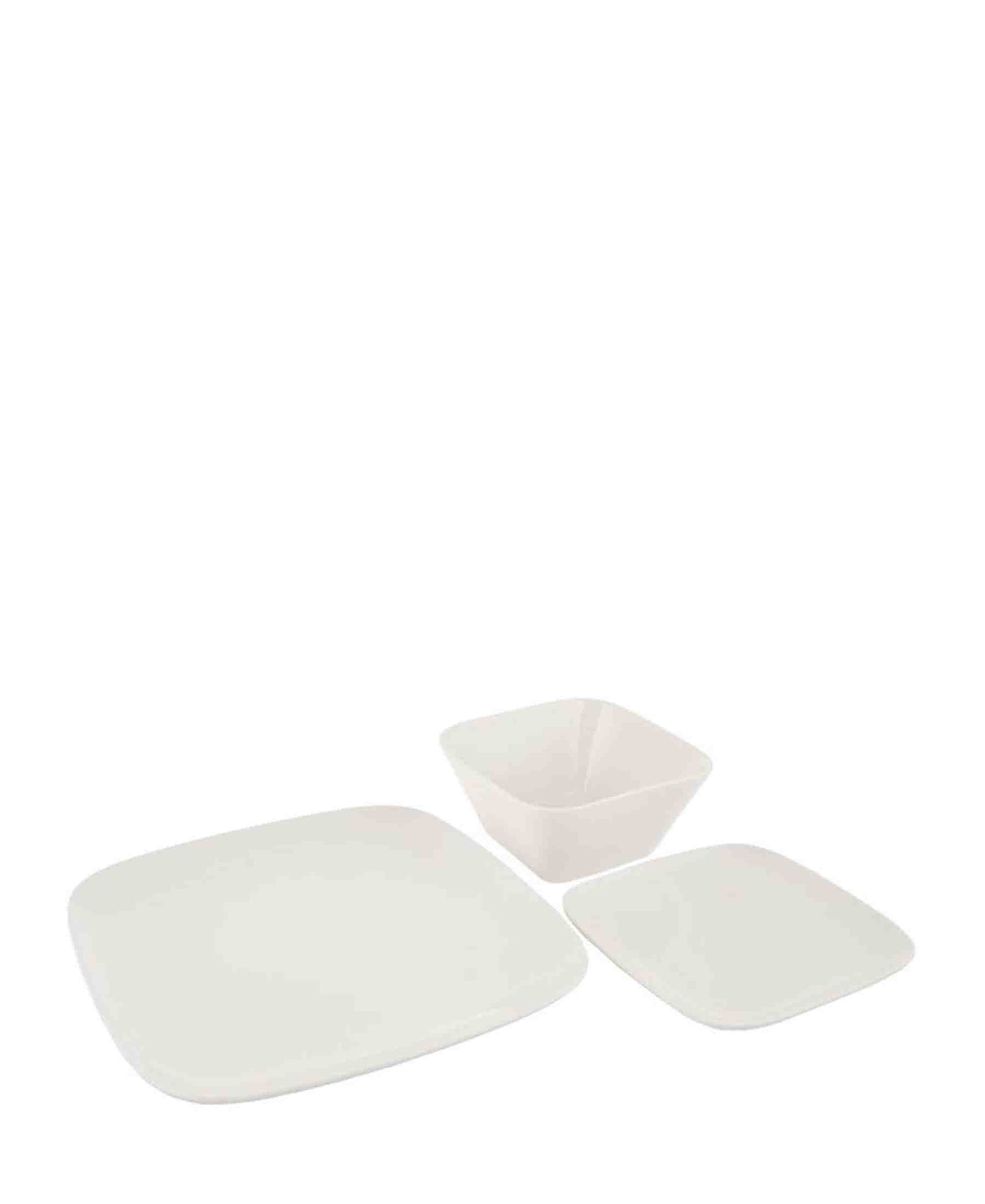 Monaco Retro Square  12 Piece Porcelain Dinner Set - White