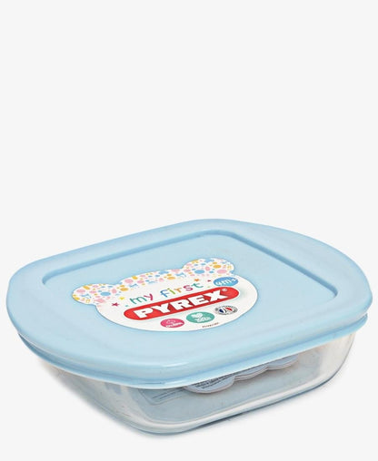 Pyrex 350ML Square Dish With Lid - Blue