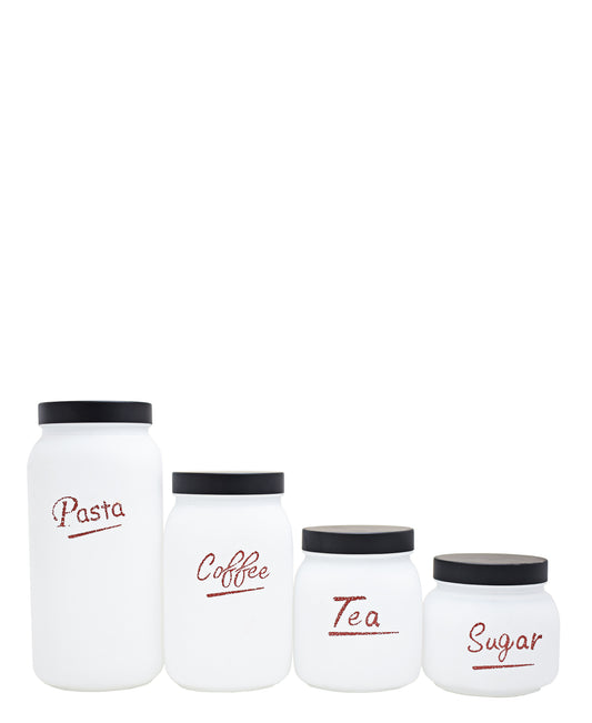 Kitchen Life 4 Piece Canister Set - Black & White