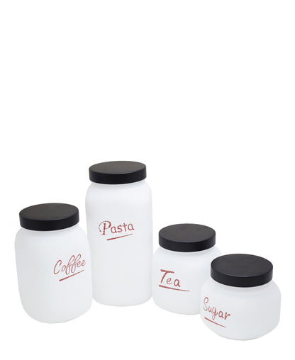 Kitchen Life 4 Piece Canister Set - Black & White