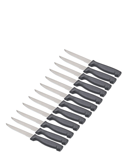 Kitchen Life 12 Piece Steak Knives Set  - Black