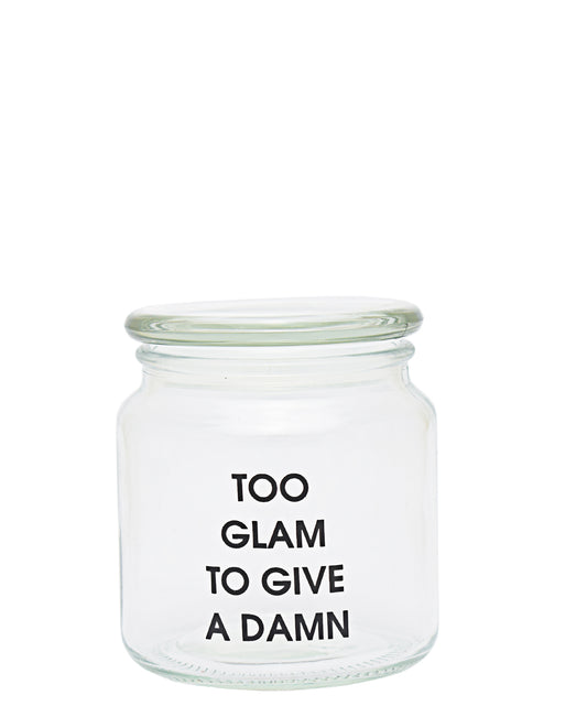 Regent 550ml Round Glass Jar With Print - Clear