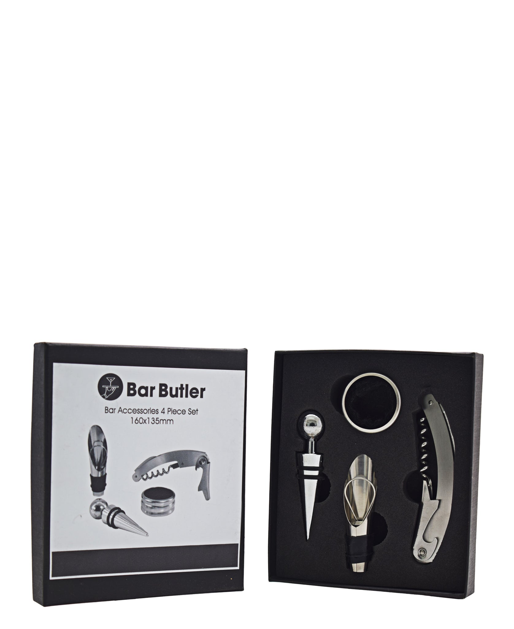 Bar Butler 4 Piece Accessory Set - Silver