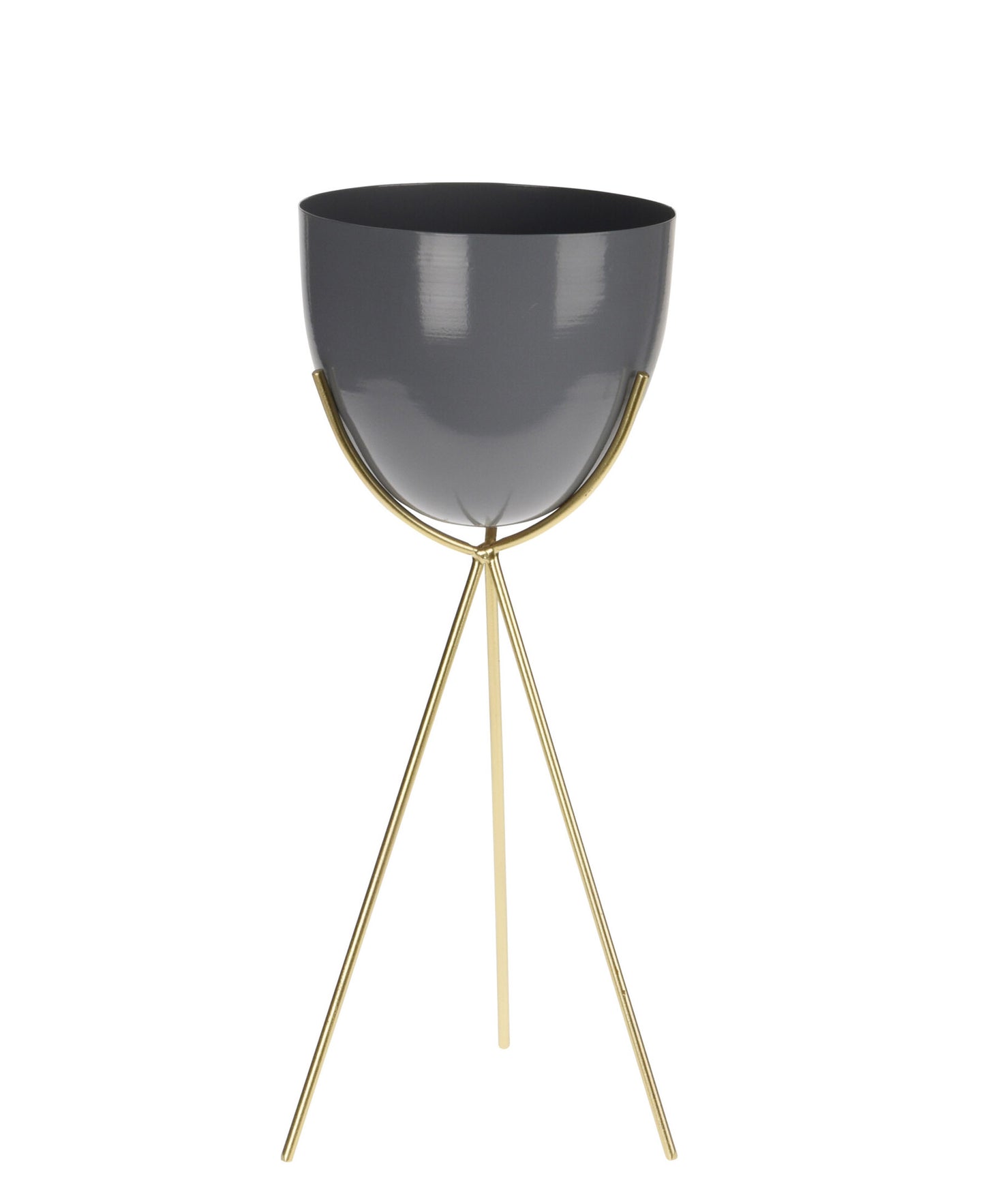 Bonela Flower Pot On Metal Stand - Grey & Gold