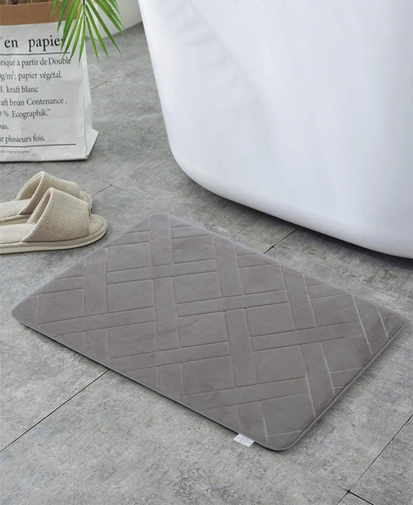 Urban Decor Memory Foam Bathroom Mat - Light Grey