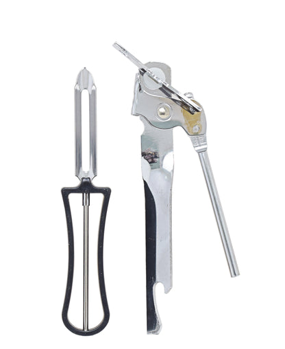 Regent Kitchen Can Opener & Peeler 2 Piece Set - Silver and Black