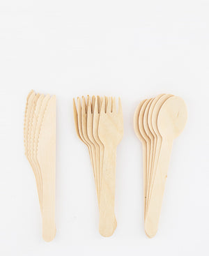 Regent Wooden Disposable Cutlery Sets - 18 Pce