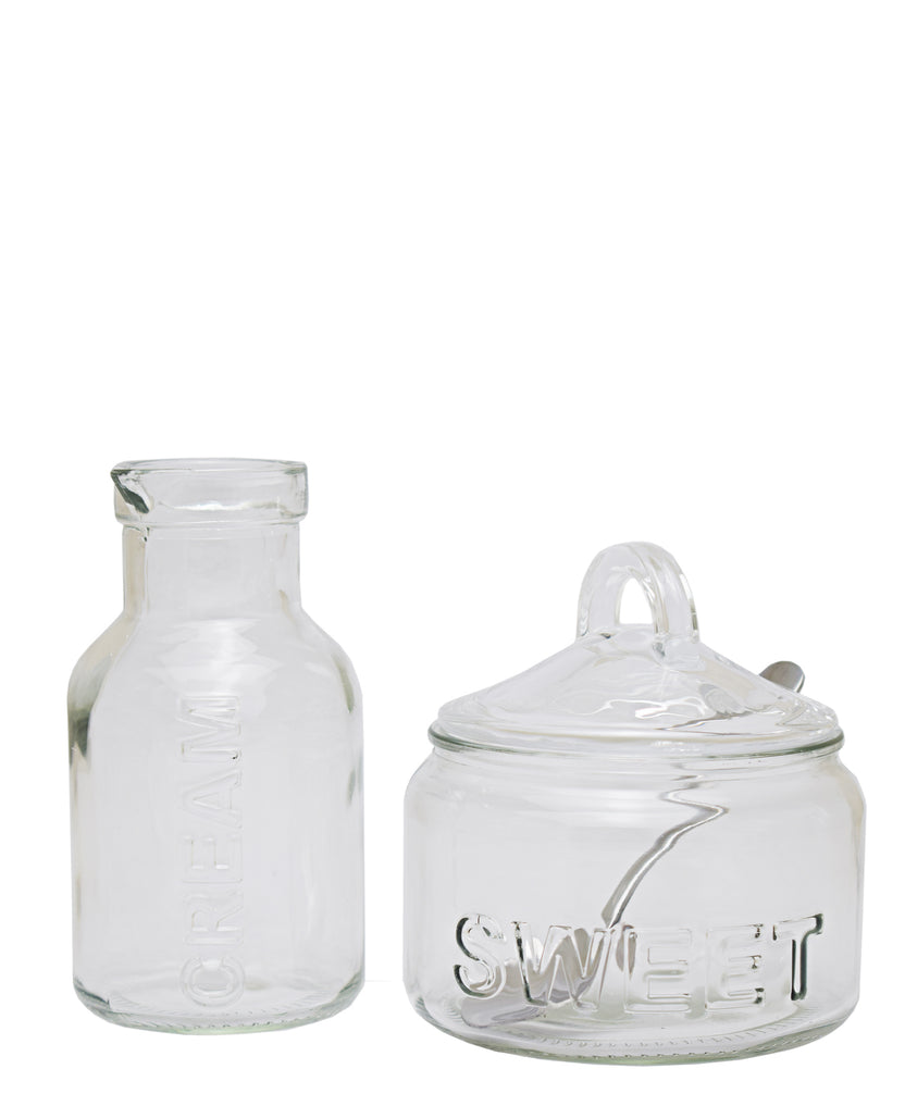 Sugar Bowl with Spoon & Creamer Clear The Culinarium