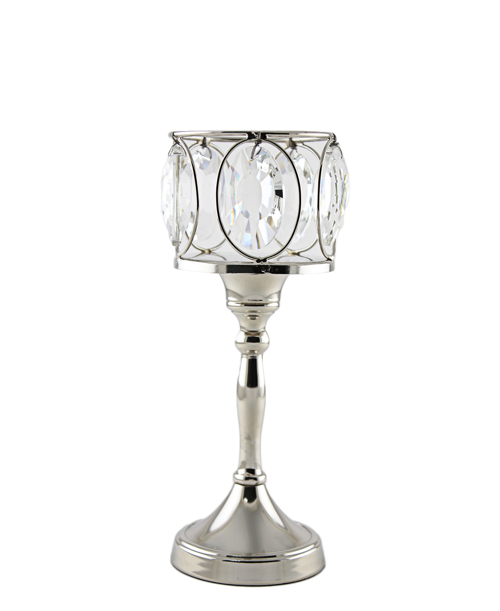 Majestic Crystal T-Lite On Stand - Silver