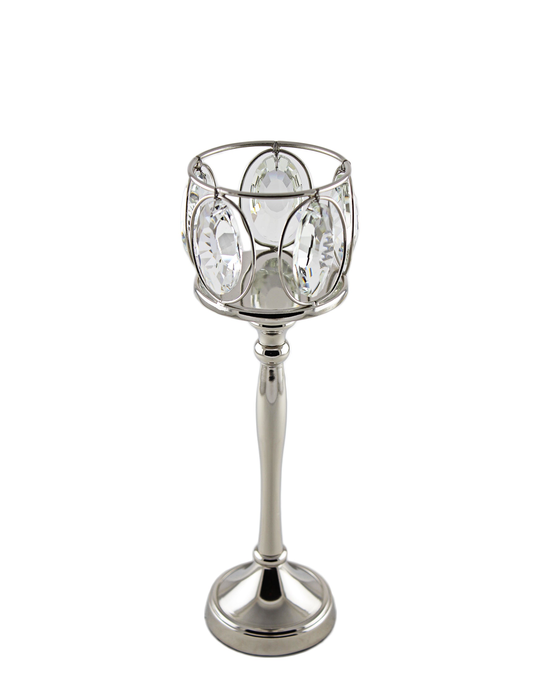 Majestic Crystal T-Lite On Stand - Silver