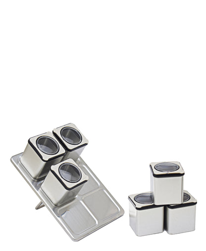 Aqua 6 Piece Spice Rack With Magnet 80ML - Silver