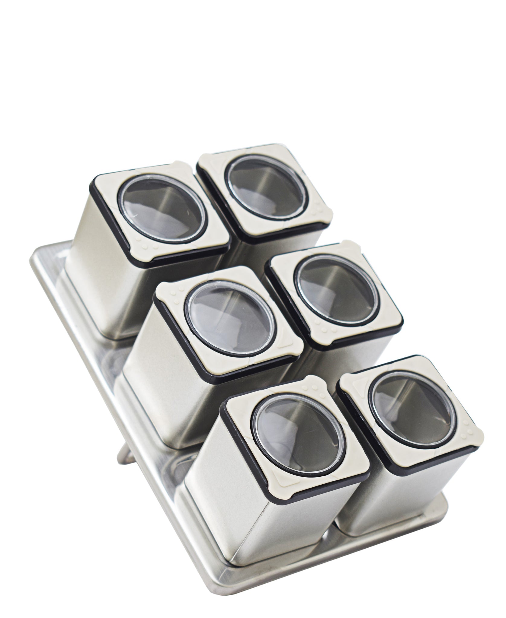 Aqua 6 Piece Spice Rack With Magnet 80ML - Silver