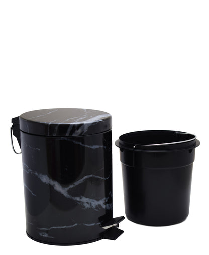 Kitchen Life 5L Marble Design Dust Bin - Black