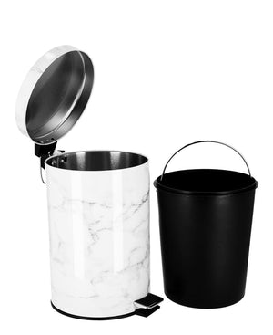 Kitchen Life 5L Marble Design Dust Bin - White