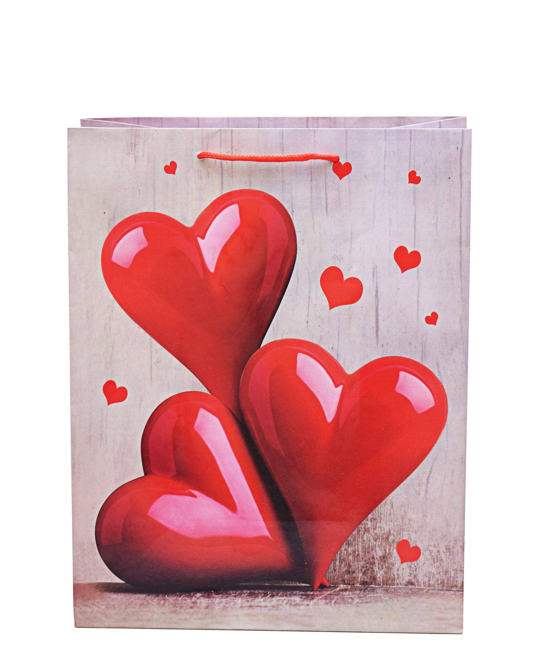 Lovers Design Heart Gift Bag 33cm - Pink & Red