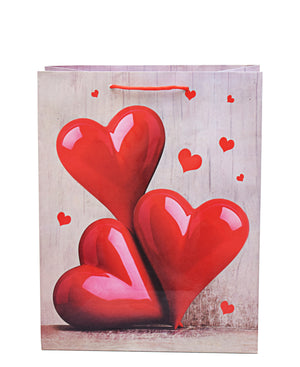 Lovers Design Heart Gift Bag 33cm - Pink & Red