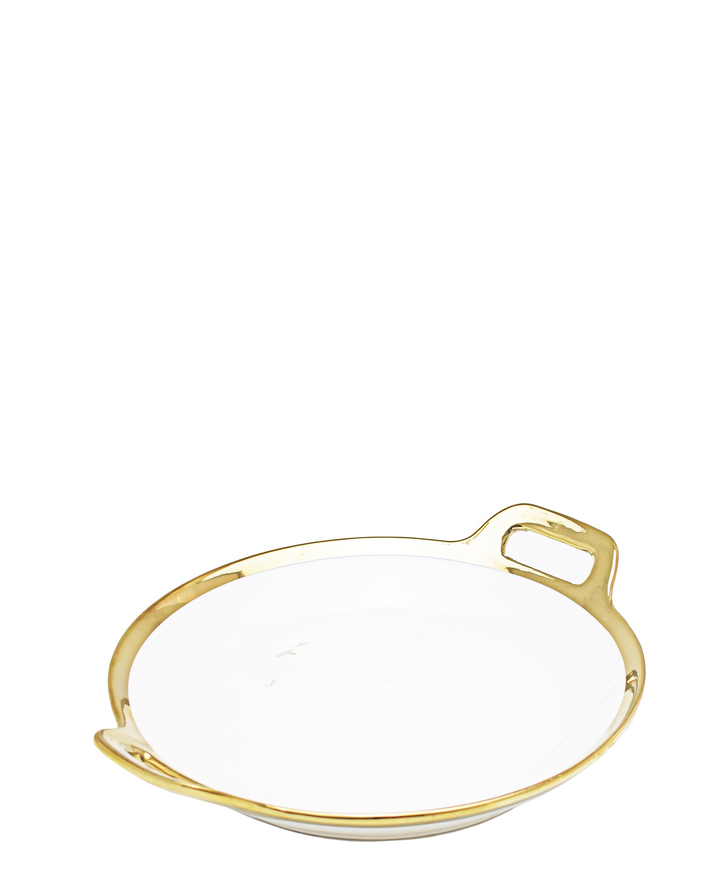 Kitchen Life 29cm Round Platter - White With Gold Rim