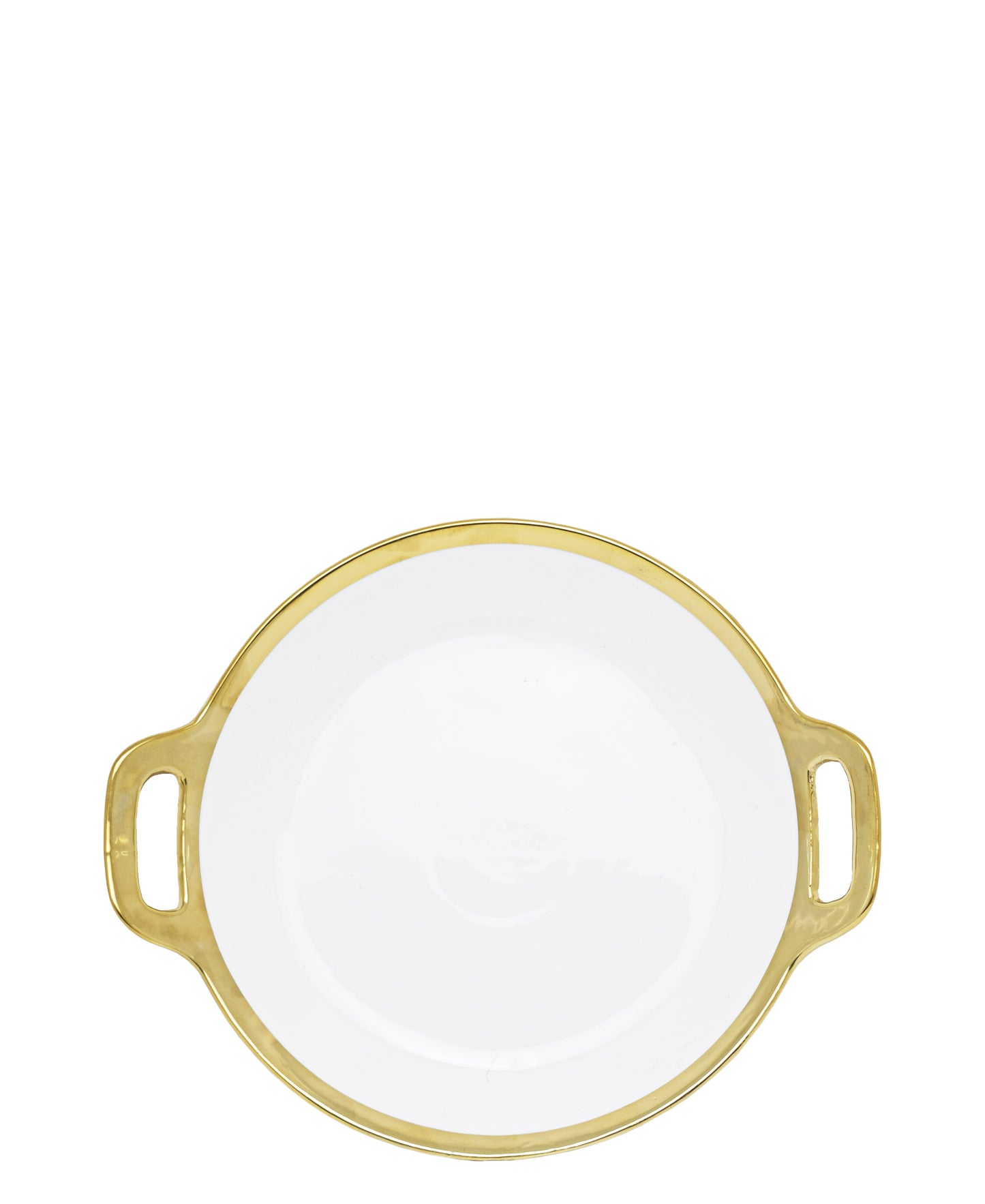 Kitchen Life 29cm Round Platter - White With Gold Rim