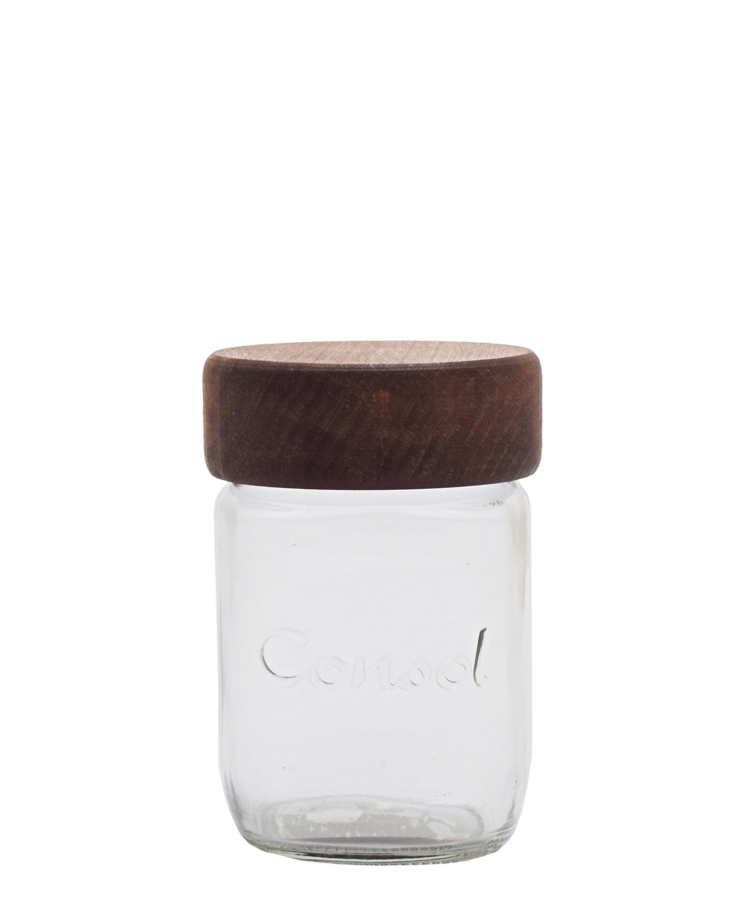 Consol 250ML Jar With Wooden Lid - Clear With Brown Lid