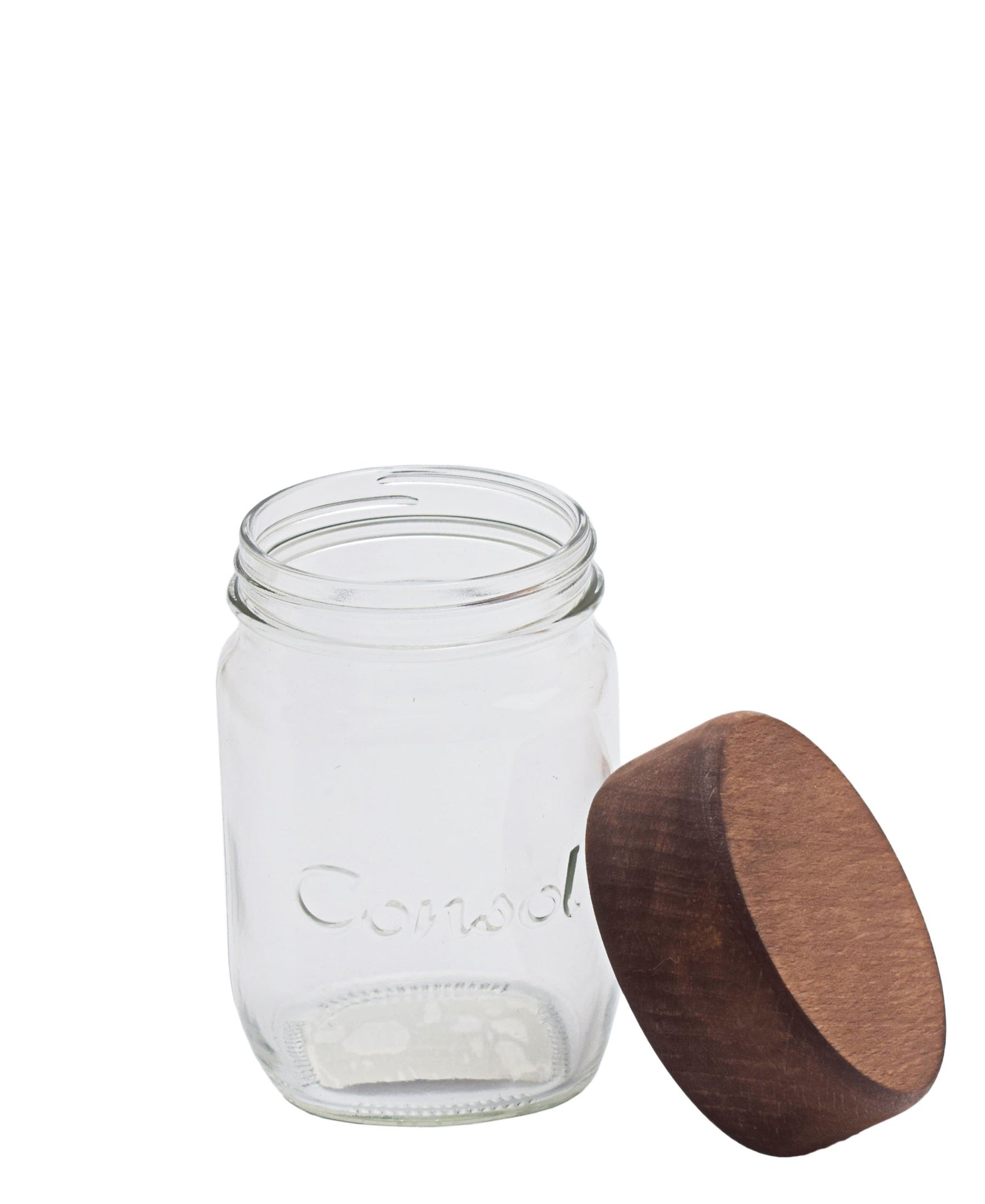 Consol 250ML Jar With Wooden Lid - Clear With Brown Lid