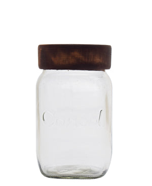Consol 1L Jar With Wooden Lid - Clear With Brown Lid