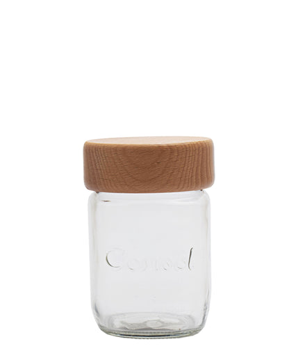 Consol 250ML Jar With Wooden Lid - Clear With Oak Lid