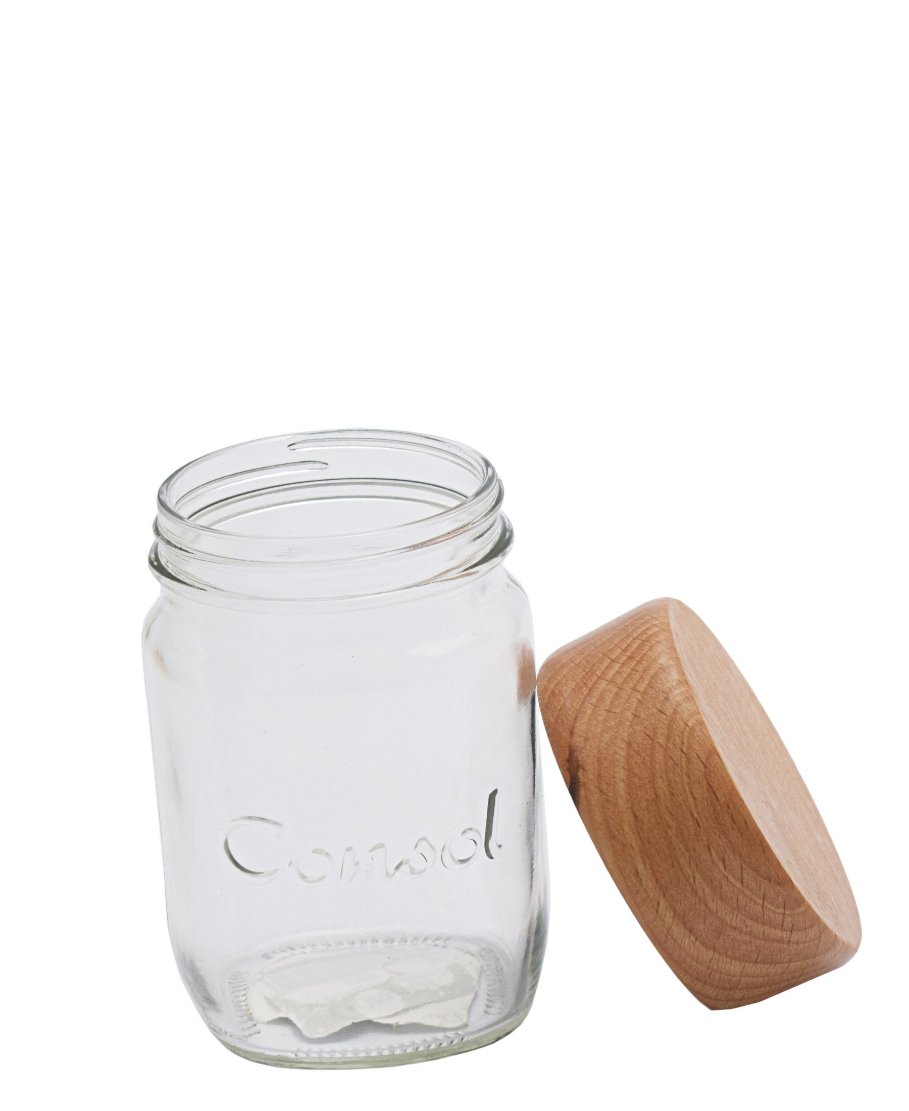 Consol 250ML Jar With Wooden Lid - Clear With Oak Lid