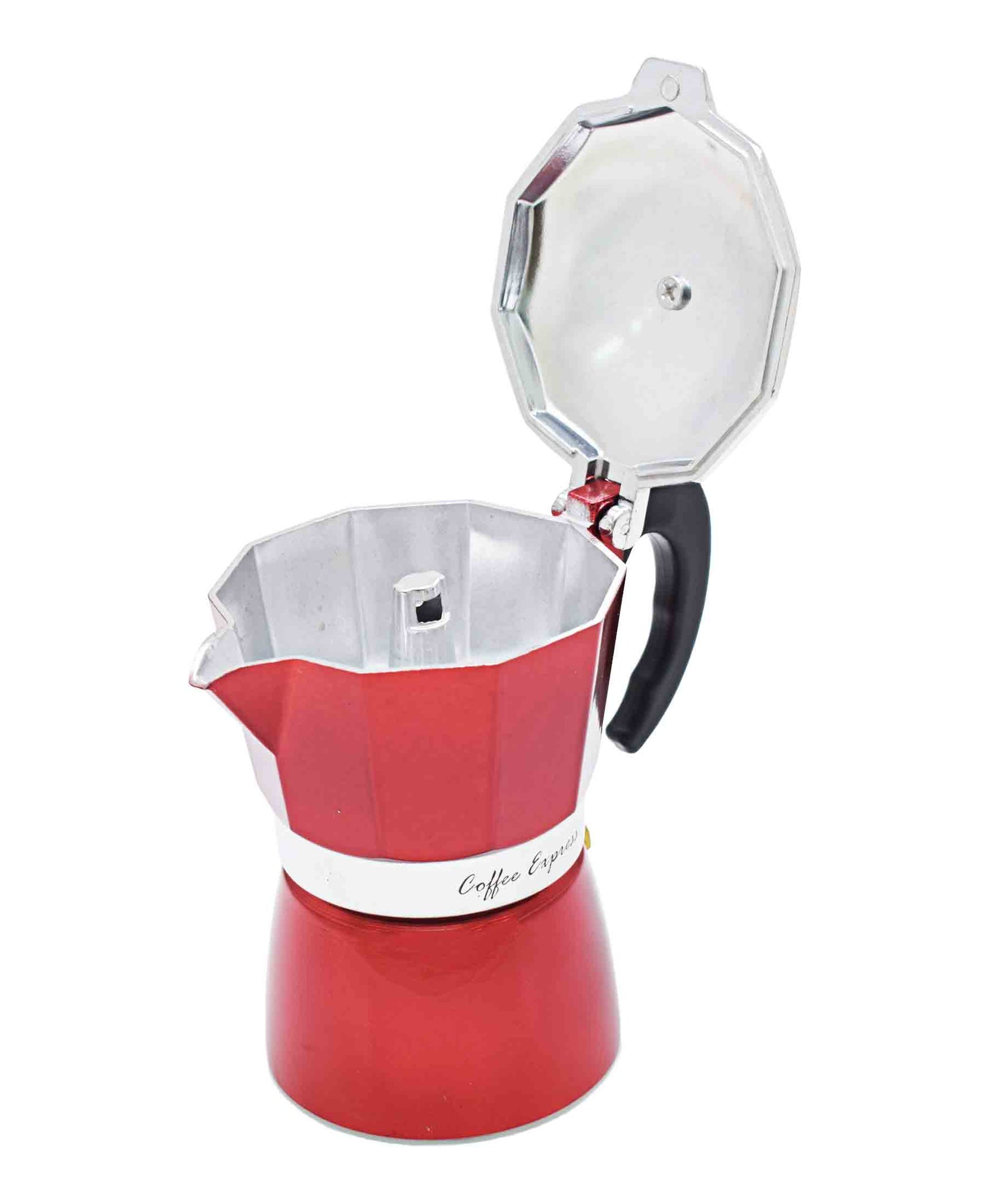 Regent 3-Cup Aluminium Espresso Maker - Red & Silver