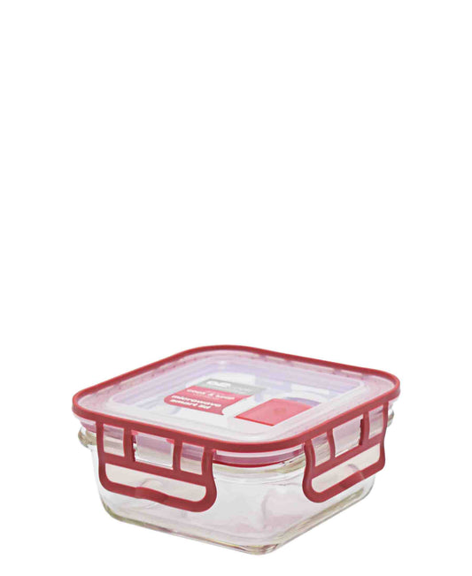 O2 Airtight Cook n Keep Container 360ml - Clear With Red Lid