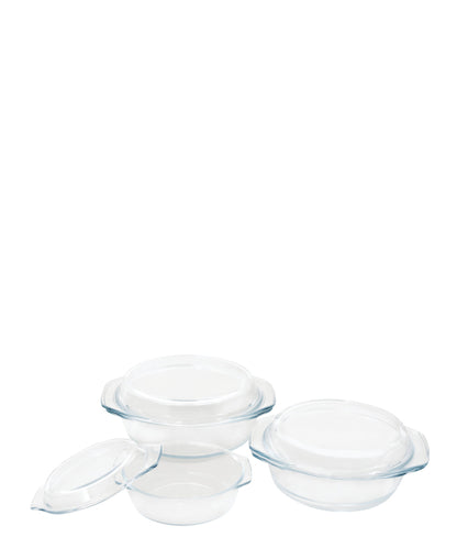 O2 Cook 3 Piece Casserole Set - Transparent