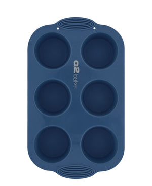 O2 Bakeware Silicone 6 Cup Muffin Pan - Blue