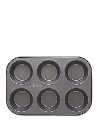 O2 Jumbo Muffin Pan 6 Cup - Black