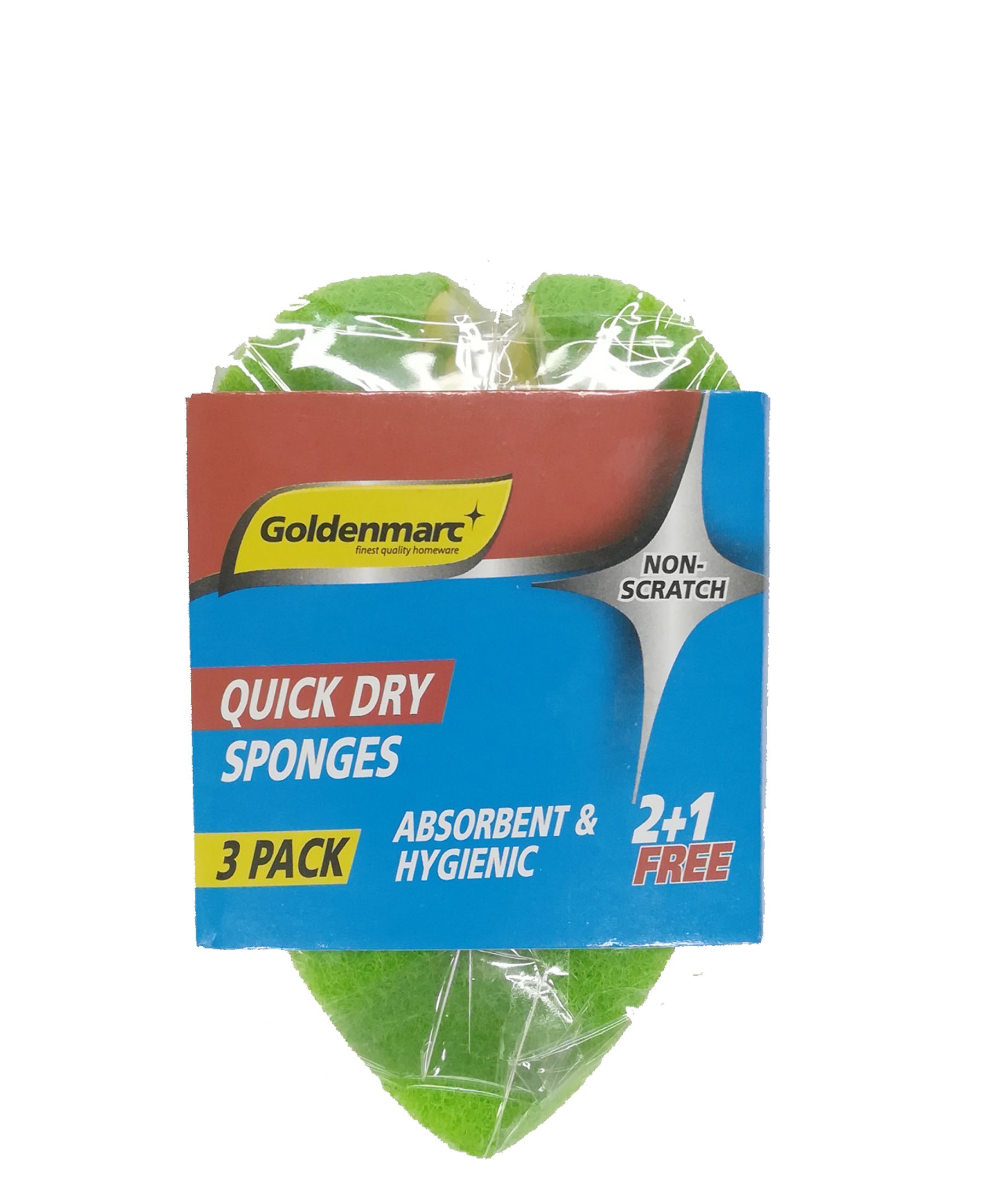 O2 3 Piece Quick Dry Sponges - Yellow & Green