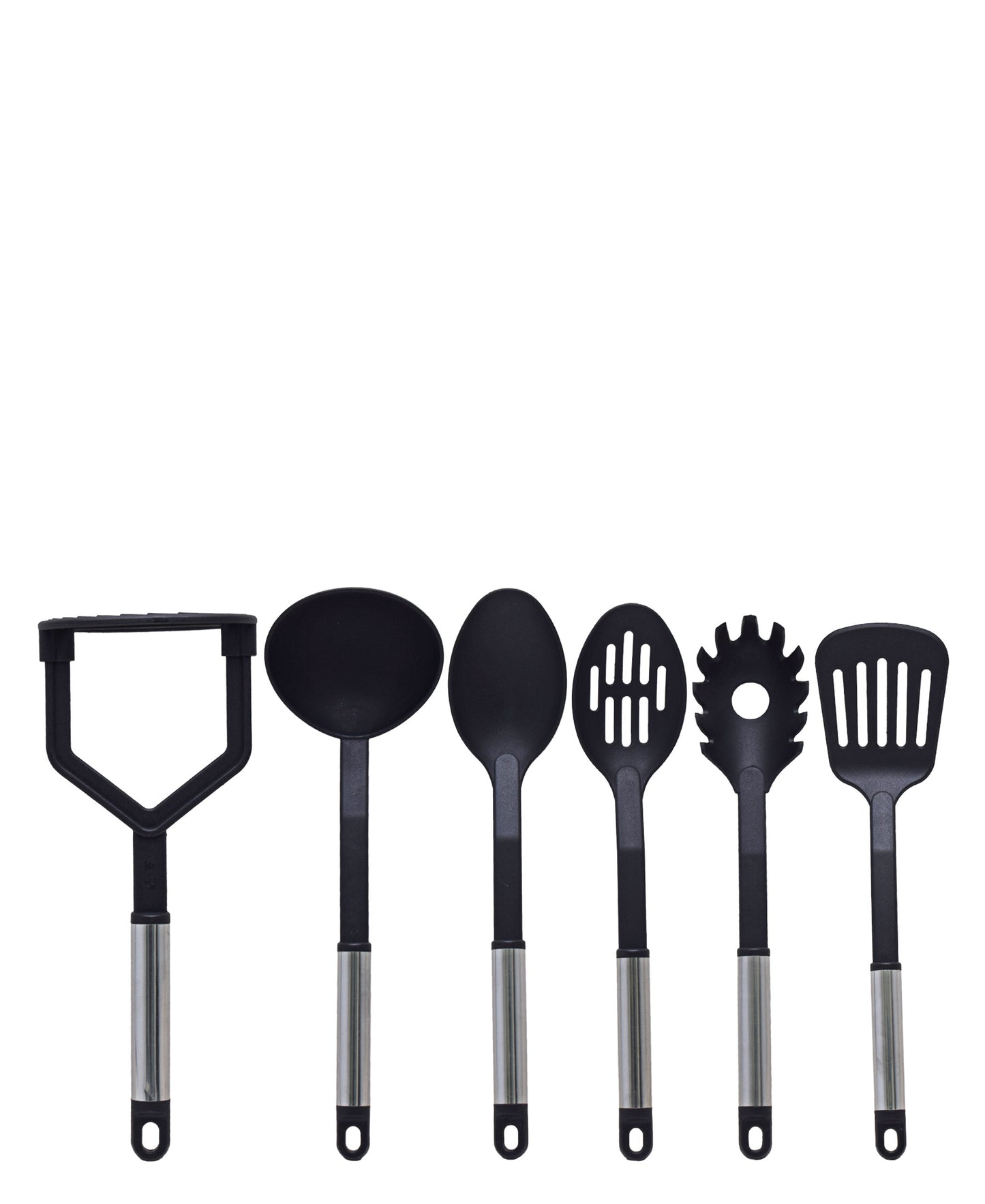 Hillhouse 7 Piece Kitchen Tool Set - Black & Silver