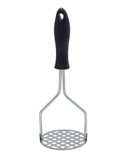 Hillhouse Easy Grip Potato Masher - Black & Silver