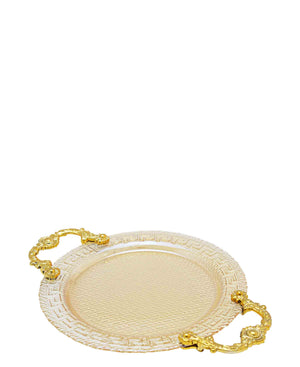 Bursa Collection Versace Glass Plate With Handles - Gold