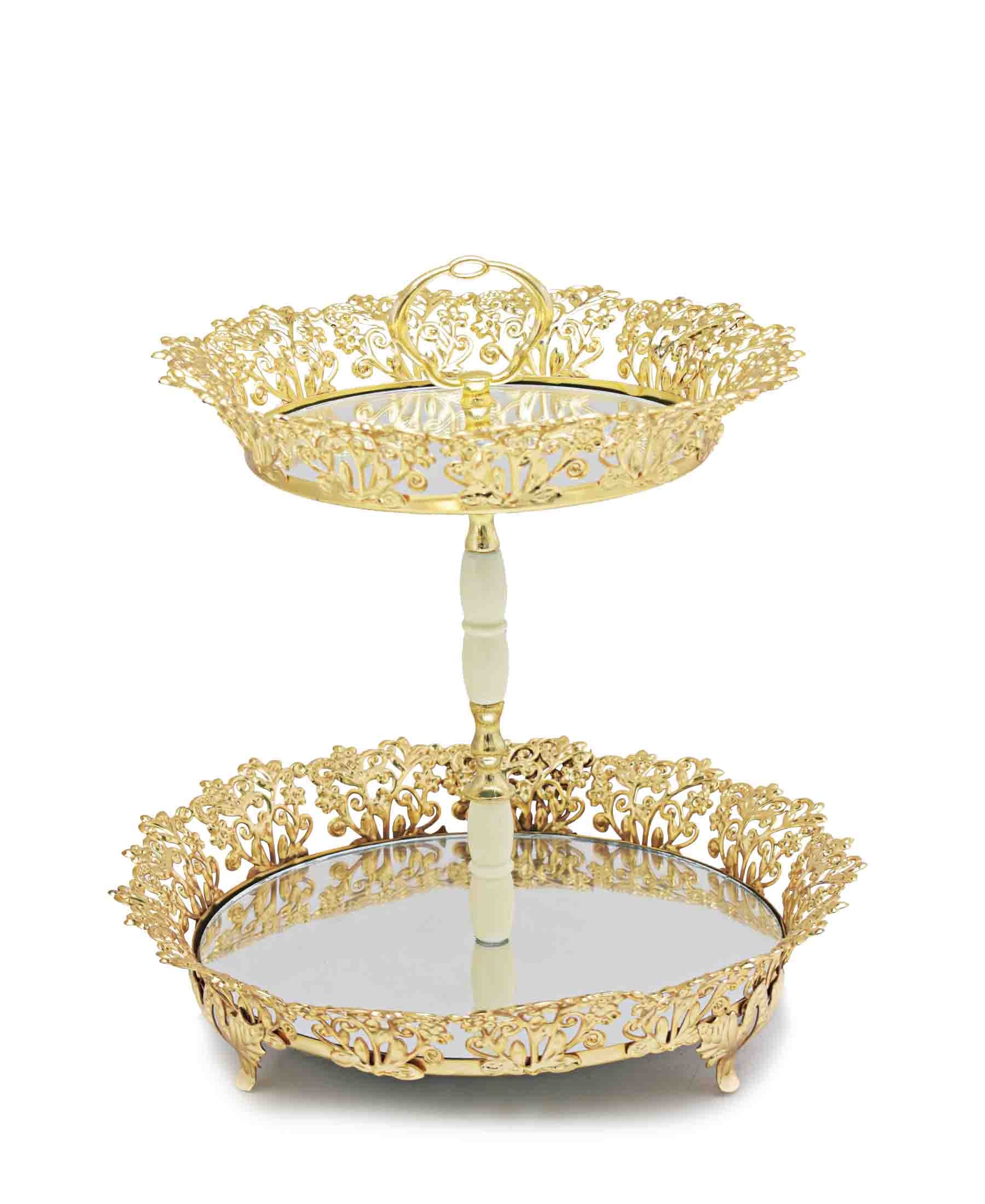 Bursa Collection Two Layer Yelpaze Stand - Gold