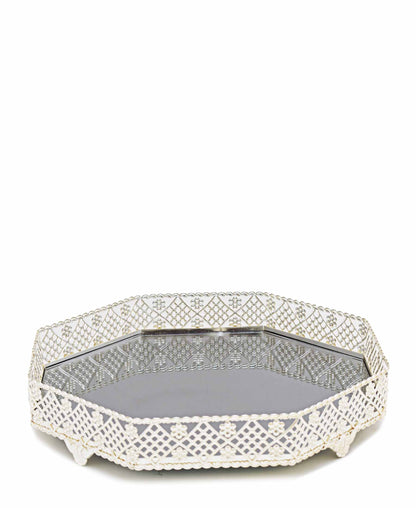 Bursa Collection Petek Tray With No Handles - Silver