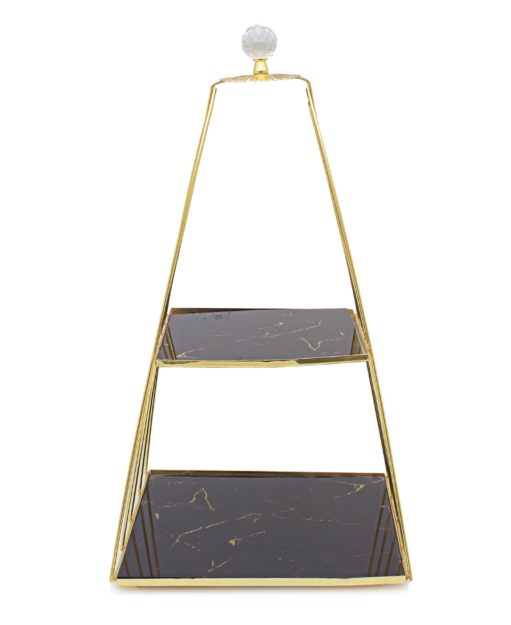 Bursa Collection 2 Tier Stand With Tray - Gold