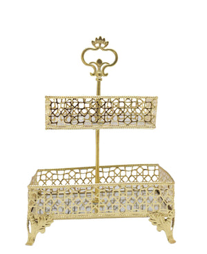 Bursa Collection Burma 2 Tier Stand With Mirror - Gold