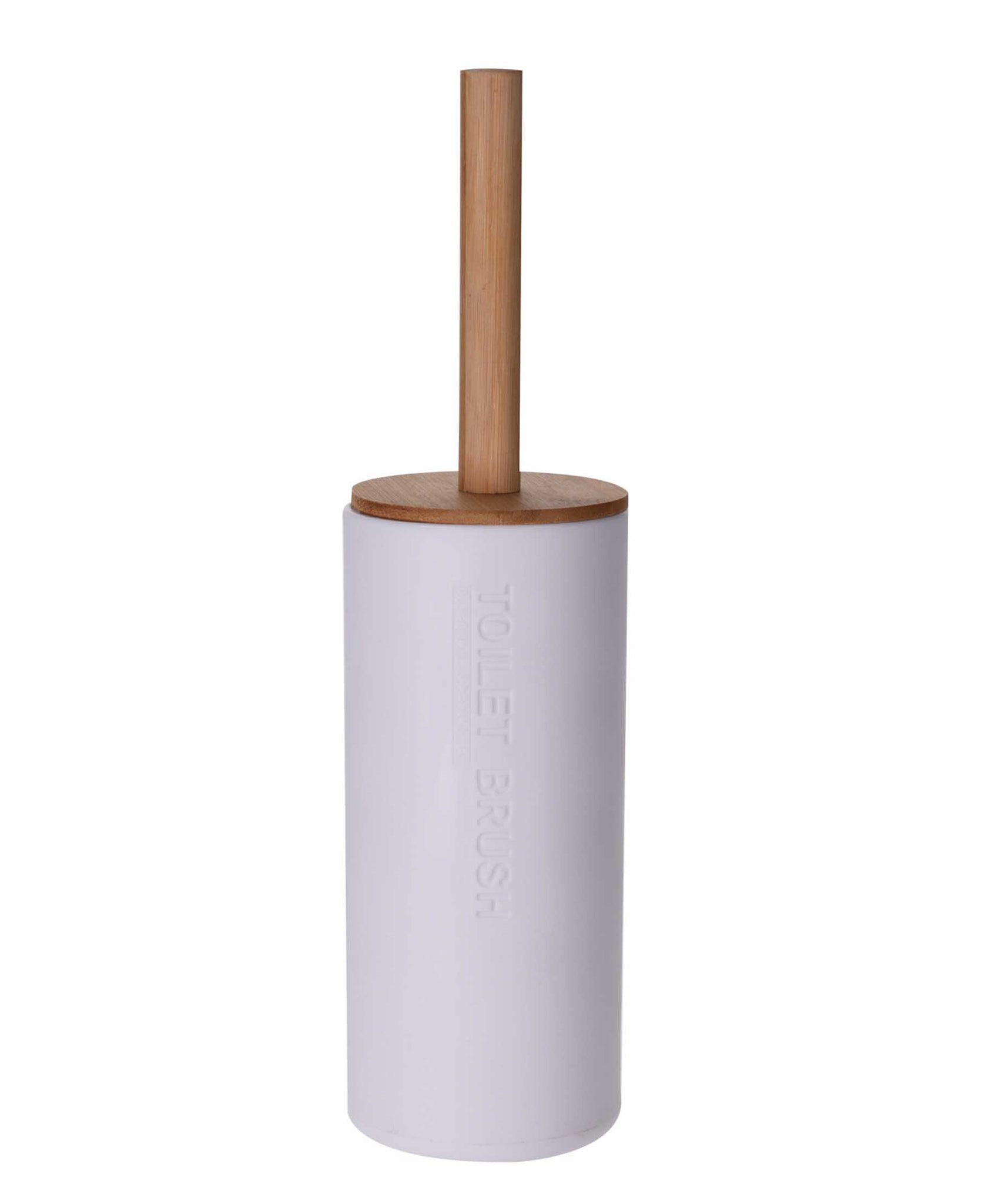 Bamboo Toilet Brush With Holder - White