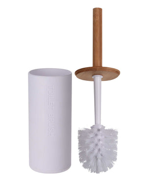 Bamboo Toilet Brush With Holder - White