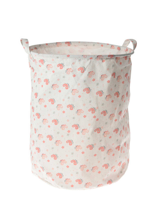 Kiddies Butterfly Themed Laundry Basket - White & Pink
