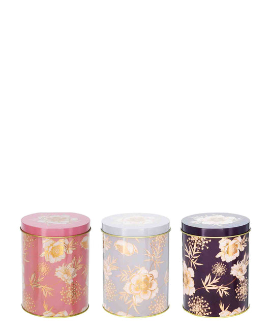 Kitchen Life 3 Piece Storage Tin Set - Floral